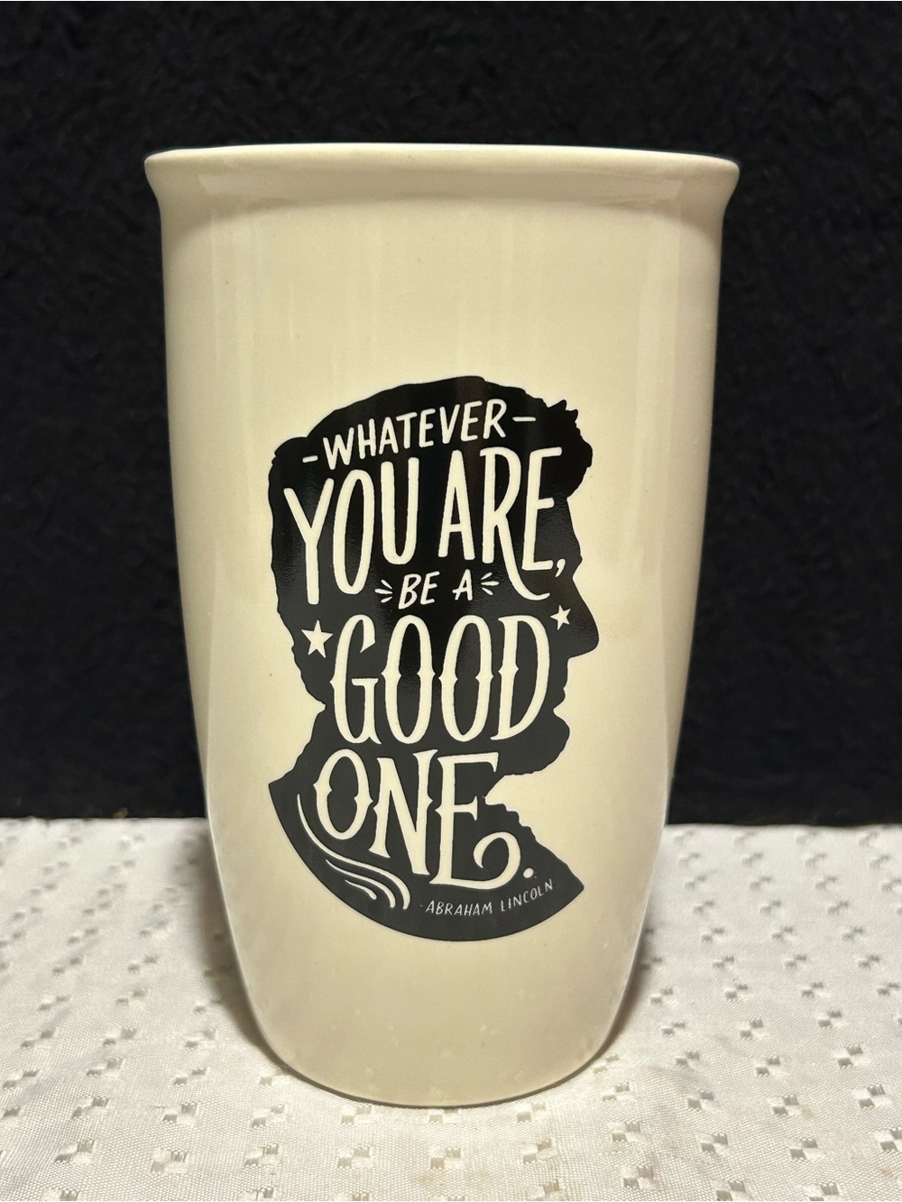 Open Road Ceramic Travel Tumbler 16 Oz Whatever You Are Be a Good One A. Lincoln